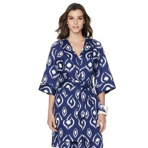 N Natori Ikat Printed Pique Belted Topper